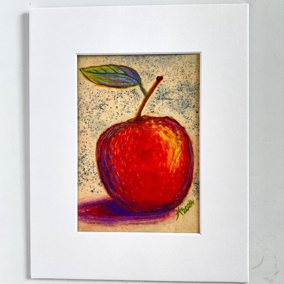 Crisp Original Apple Art Handmade Pastel Painting by Tristina Dietz Elmes 8x10 M - Picture 7 of 9